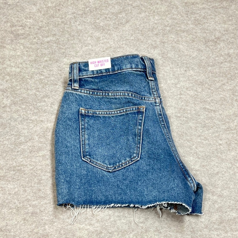 Pink Victoria's‎ Secret High Waisted Cut Off Denim Shorts Blue Size 26 NWT